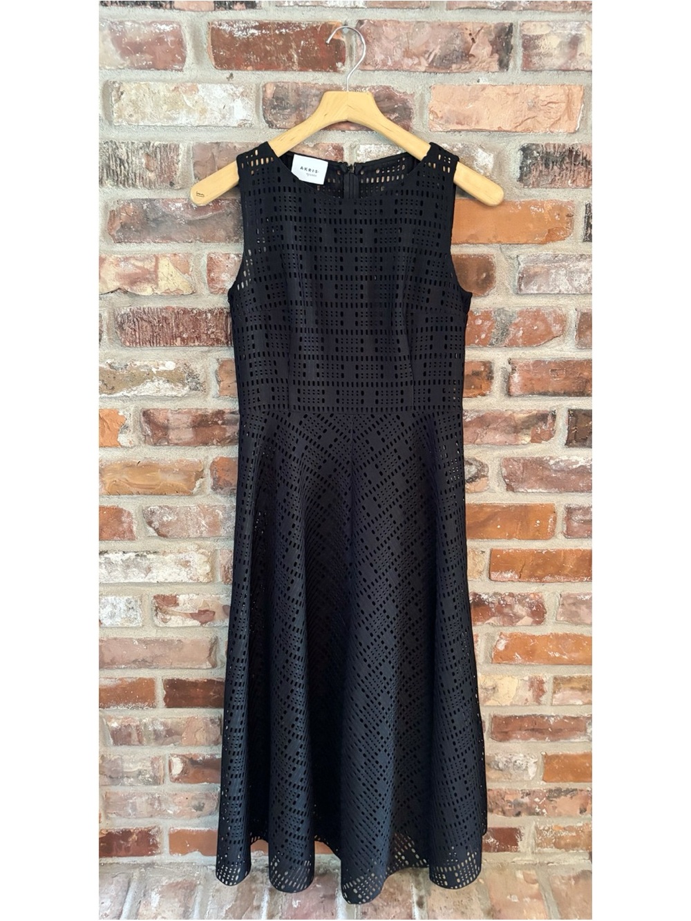 Akris Punto Black Sleeveless Laser Cut Out Lined Midi Dress, 6